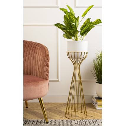 Metal flowerpot LOFT 68x20 cm gold/white
