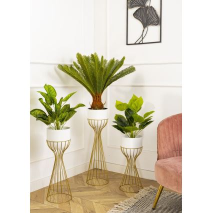 Metal flowerpot LOFT 68x20 cm gold/white