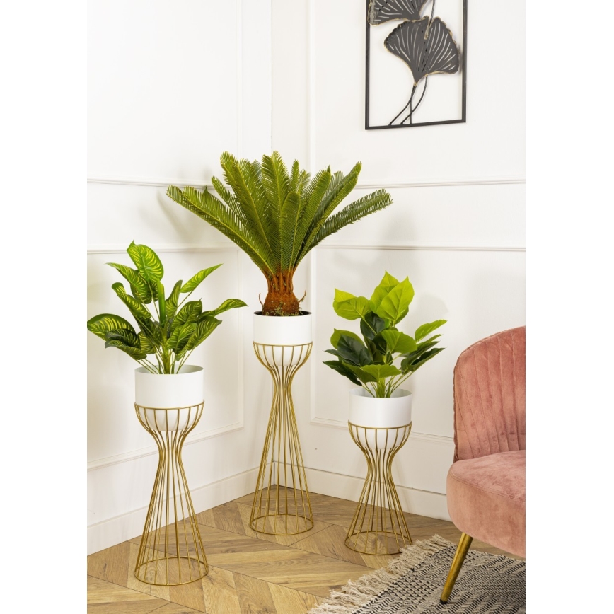 Metal flowerpot LOFT 68x20 cm gold/white