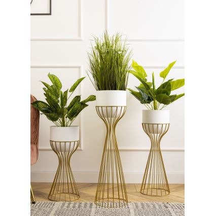 Metal flowerpot LOFT 68x20 cm gold/white