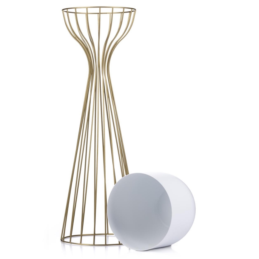 Metal flowerpot LOFT 68x20 cm gold/white