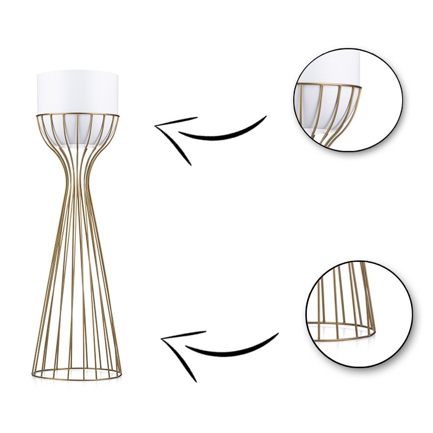 Metal flowerpot LOFT 68x20 cm gold/white