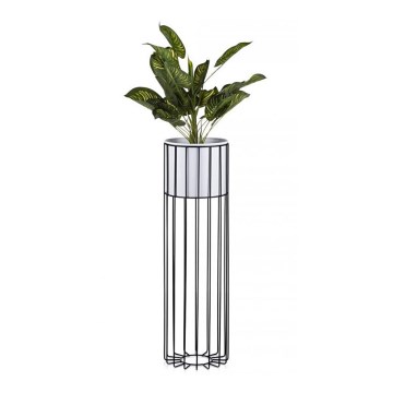 Metal flowerpot LOFT 70x20 cm black/white