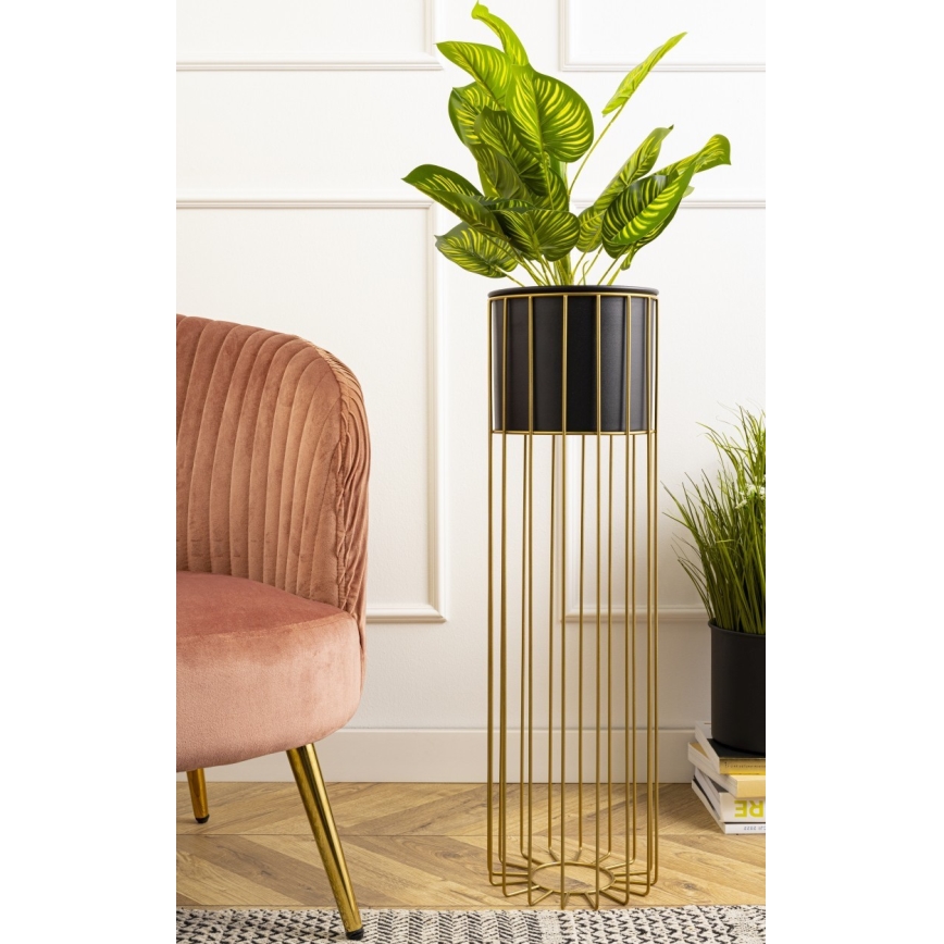 Metal flowerpot LOFT 70x20 cm gold/black