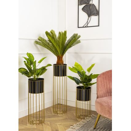 Metal flowerpot LOFT 70x20 cm gold/black