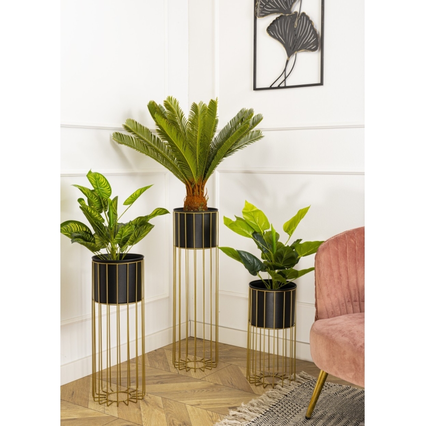 Metal flowerpot LOFT 70x20 cm gold/black
