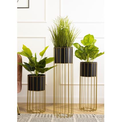 Metal flowerpot LOFT 70x20 cm gold/black
