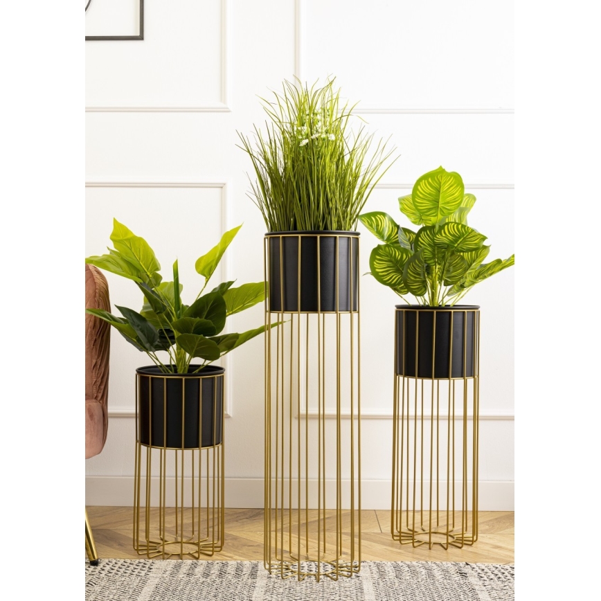 Metal flowerpot LOFT 70x20 cm gold/black