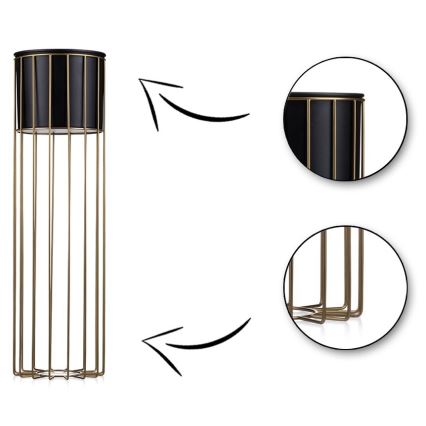 Metal flowerpot LOFT 70x20 cm gold/black
