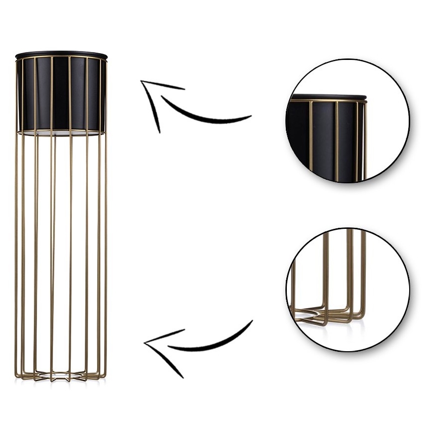 Metal flowerpot LOFT 70x20 cm gold/black