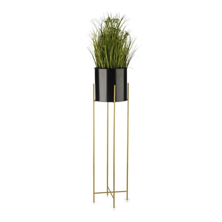 Metal flowerpot OSLO 95x17 cm black/gold