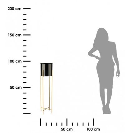 Metal flowerpot OSLO 95x17 cm black/gold