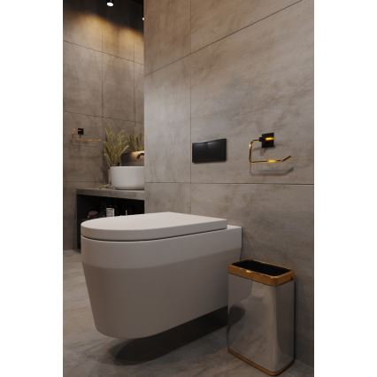 Metal toilet paper holder 8x16 cm black/gold