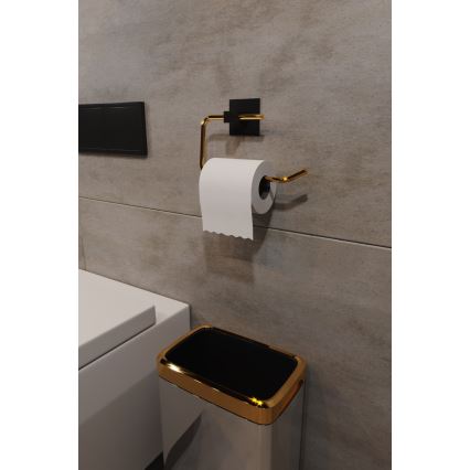 Metal toilet paper holder 8x16 cm black/gold