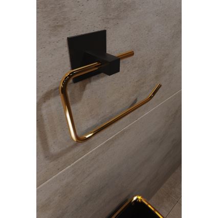 Metal toilet paper holder 8x16 cm black/gold