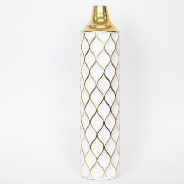 Metal vase 60,5x14 cm white/gold