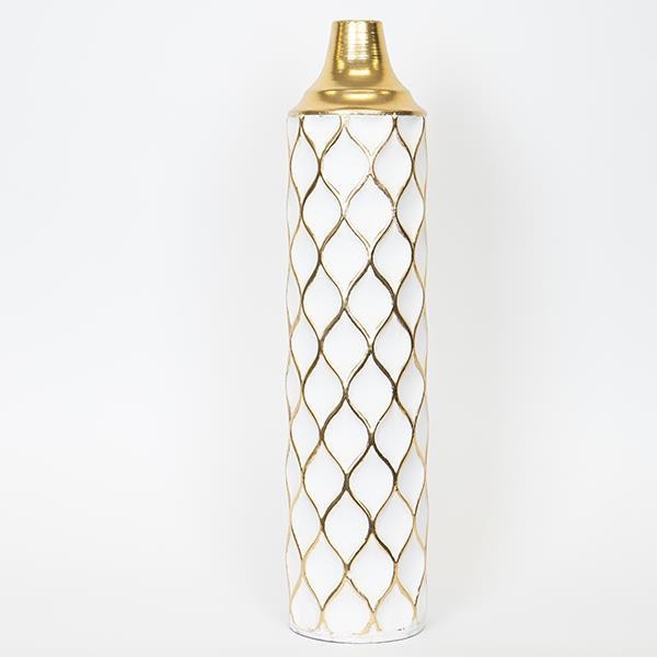 Metal vase 60,5x14 cm white/gold
