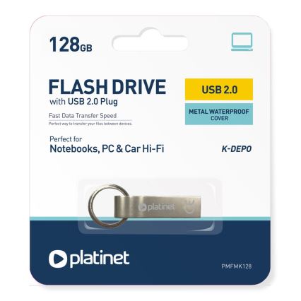 Metal waterproof Flash Disk USB 128GB matte chrome