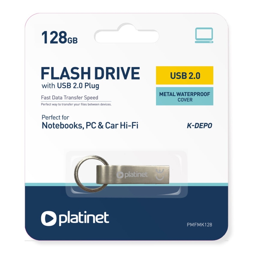Metal waterproof Flash Disk USB 128GB matte chrome