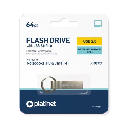 Metal waterproof Flash Disk USB 64GB matte chrome
