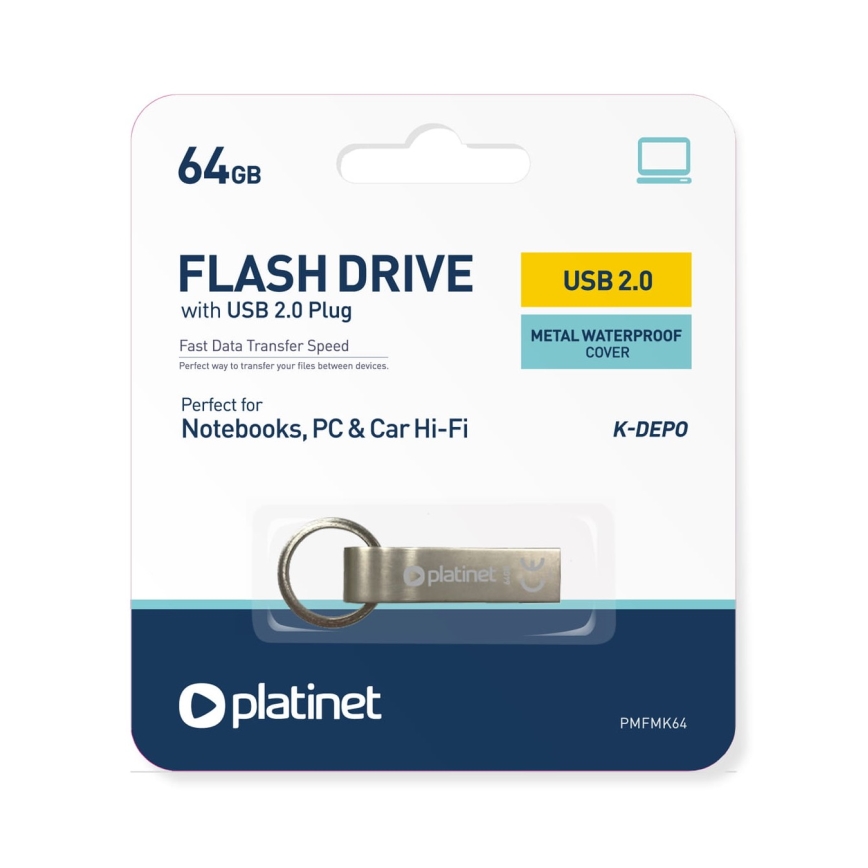 Metal waterproof Flash Disk USB 64GB matte chrome