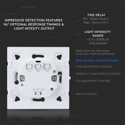 Microwave motion sensor 180° 300W/230V black