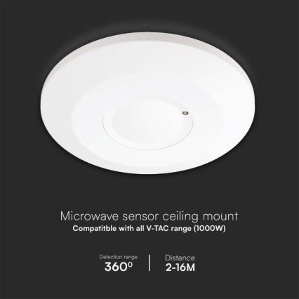 Microwave motion sensor 360° 230V white