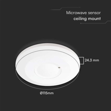 Microwave motion sensor 360° 230V white