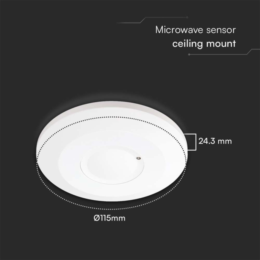 Microwave motion sensor 360° 230V white