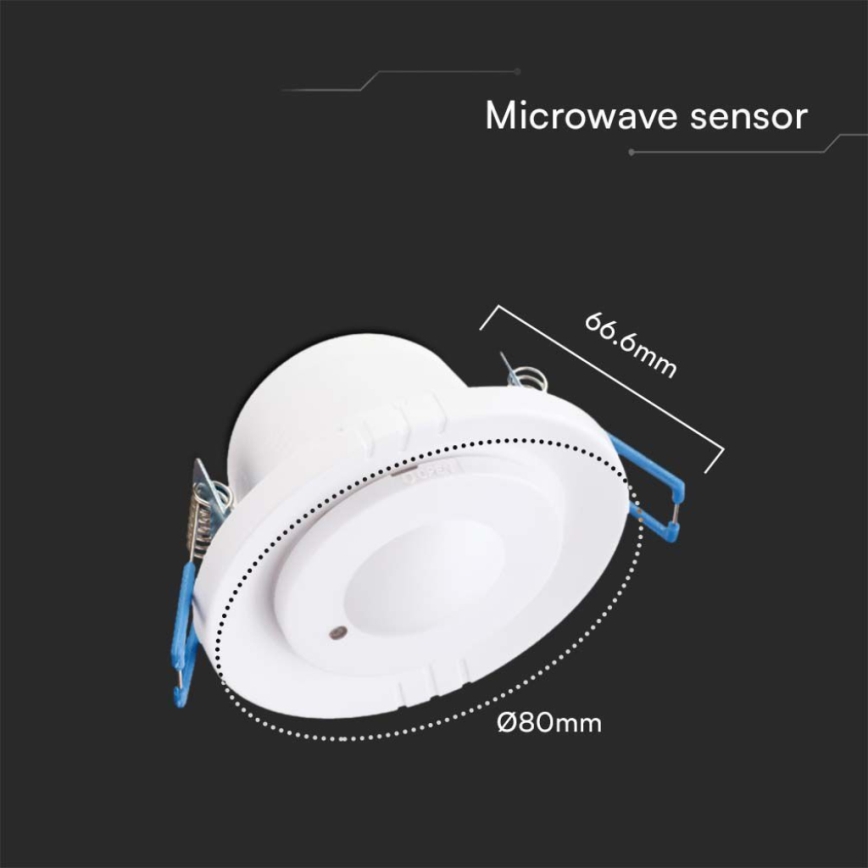 Microwave recessed motion sensor 360° 230V white