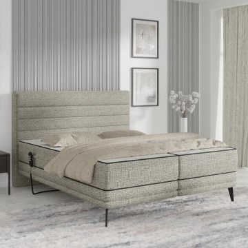MILA Electric Adjustable Upholstered Bed with Mattresses, 180x200 cm, Grey