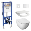 MIO Rimless wall-hung toilet + MIO Soft-Close toilet seat + DUAL dual-flush plate + concealed cistern module + insulation pad