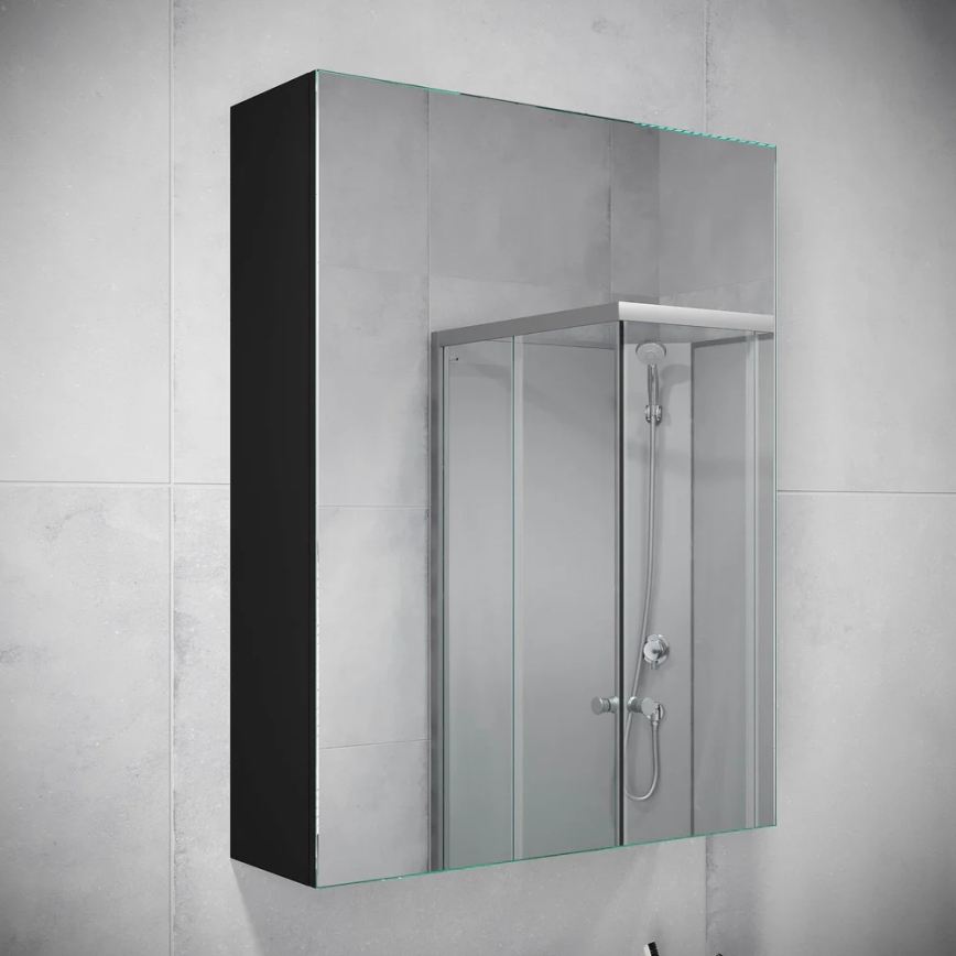 Mirror bathroom cabinet HENRY 65x50 cm black