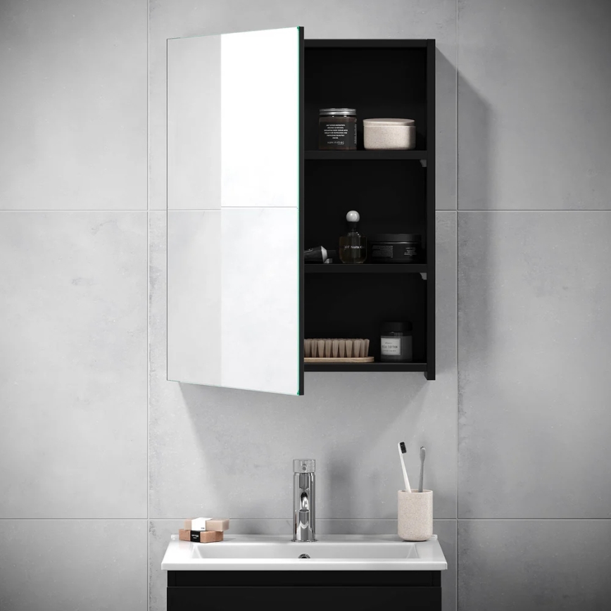 Mirror bathroom cabinet HENRY 65x50 cm black
