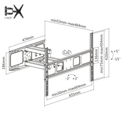 MK FLORIA MKF-17DP641 - Wall holder for TV with joint 80" black