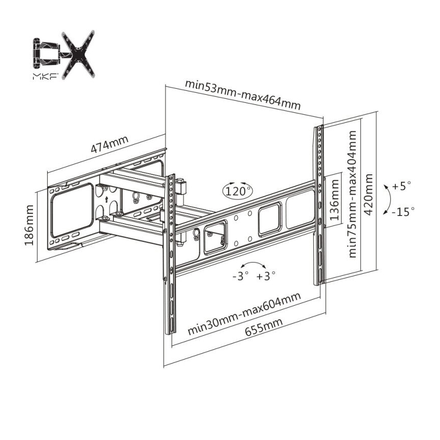 MK FLORIA MKF-17DP641 - Wall holder for TV with joint 80" black