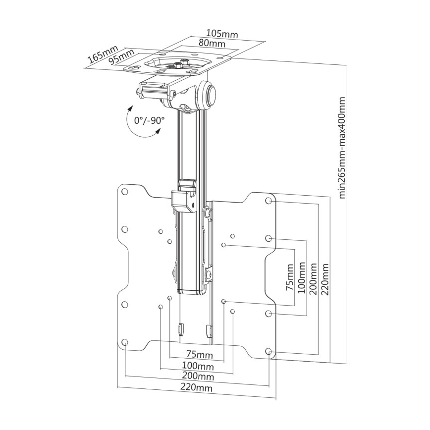 MK FLORIA MKF-17DS220 - Ceiling mount for 46 TV, Black