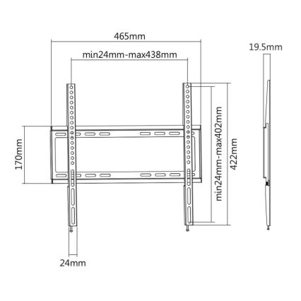 MK FLORIA MKF-20DF447 - Fixed TV wall holder 65" black