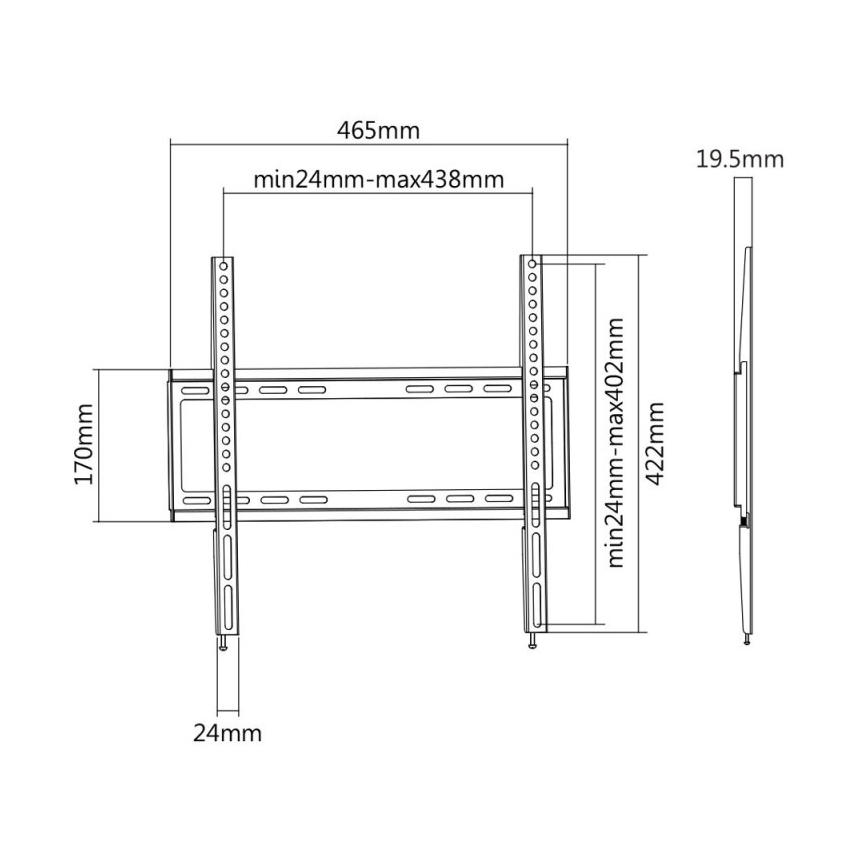 MK FLORIA MKF-20DF447 - Fixed TV wall holder 65" black