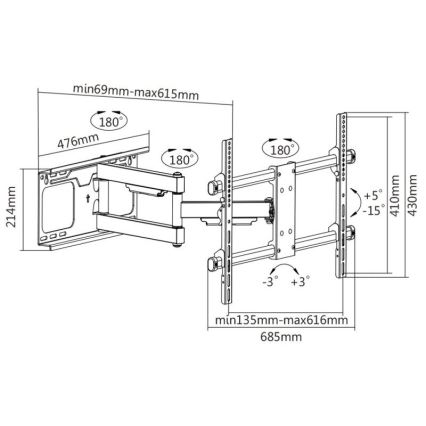 MK FLORIA MKF-20DP646 - Wall holder for TV with joint 80" black