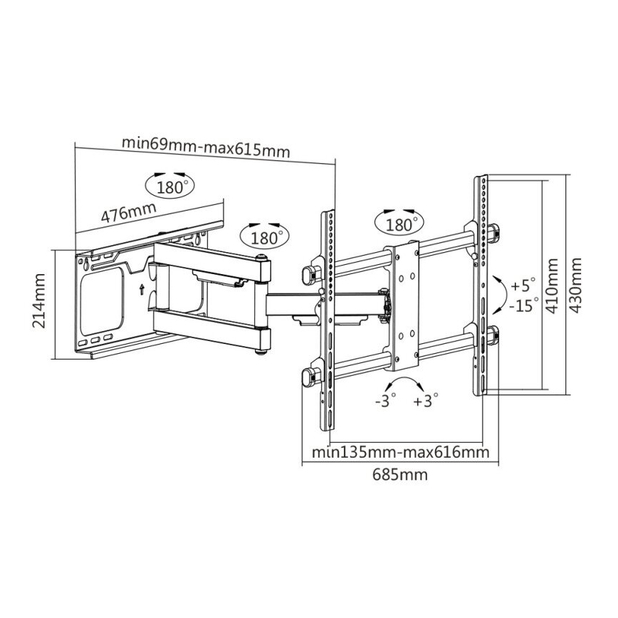 MK FLORIA MKF-20DP646 - Wall holder for TV with joint 80" black