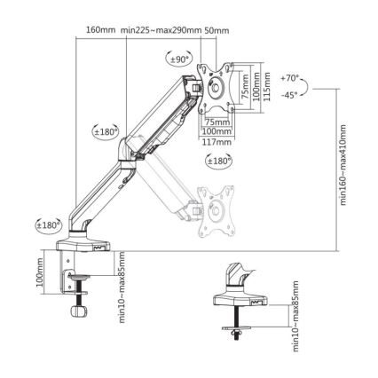 MK FLORIA MKF-21DP113S2 - Adjustable 32 monitor mount, black