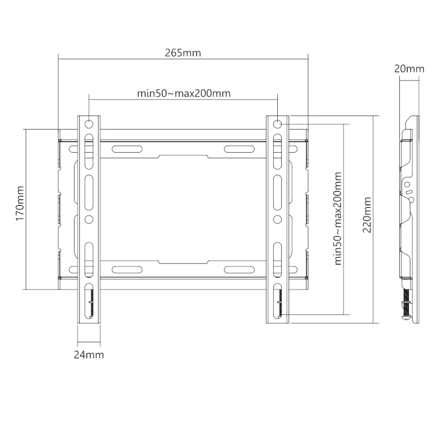MK FLORIA MKF-23DF223 - Fixed TV wall holder 46" black