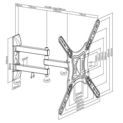 MK FLORIA MKF-23DP444 - Wall holder for TV with joint 65" black