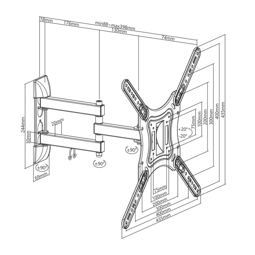 MK FLORIA MKF-23DP444 - Wall holder for TV with joint 65" black