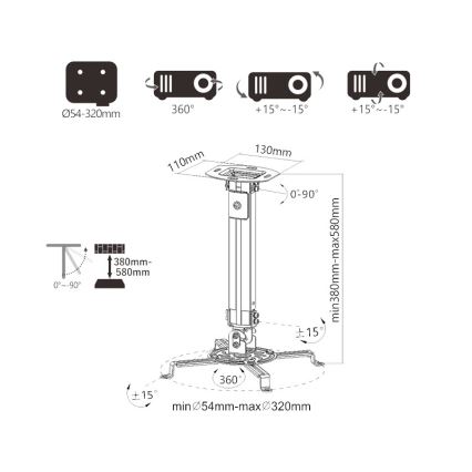 MK FLORIA Superior SUPSTV013 -  Projector ceiling mount black
