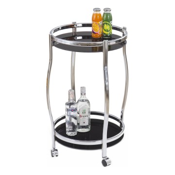 Mobile bar table BAR 71x42 cm shiny chrome/black
