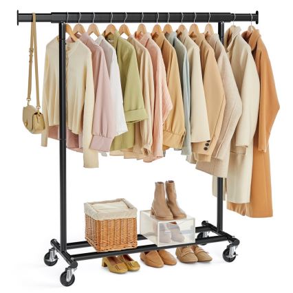 Mobile freestanding coat rack LINEA, black