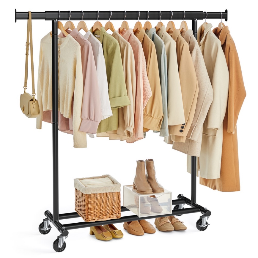 Mobile freestanding coat rack LINEA, black