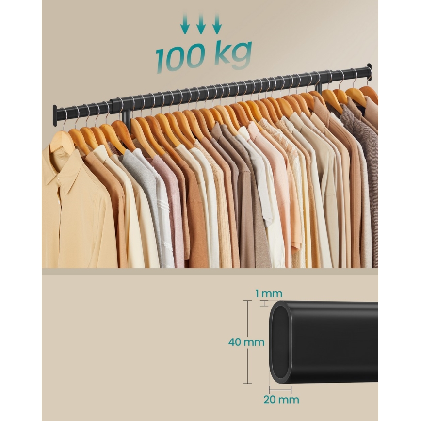 Mobile freestanding coat rack LINEA, black